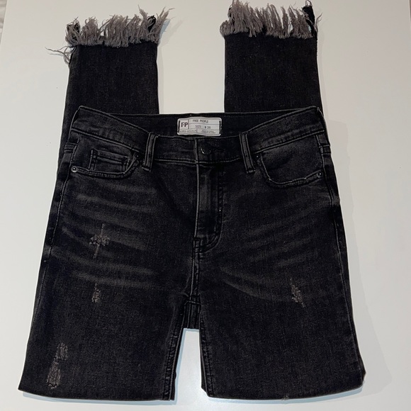 Free People Denim - Woman's FP Dark Wash Distressed Denim Skinny Jean
